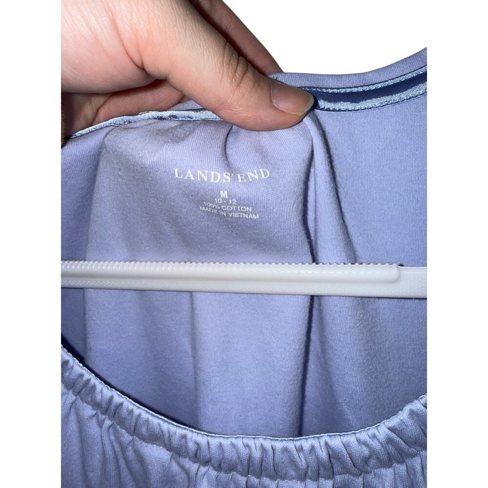 Lands' End Lavender Cotton Pleated Scoop Neck Top M - Picture 2 of 8